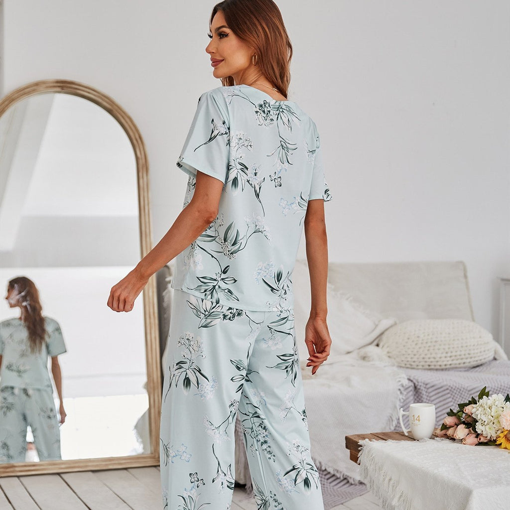 Pajamas Women’s Floral Print Short Sleeve Loungewear