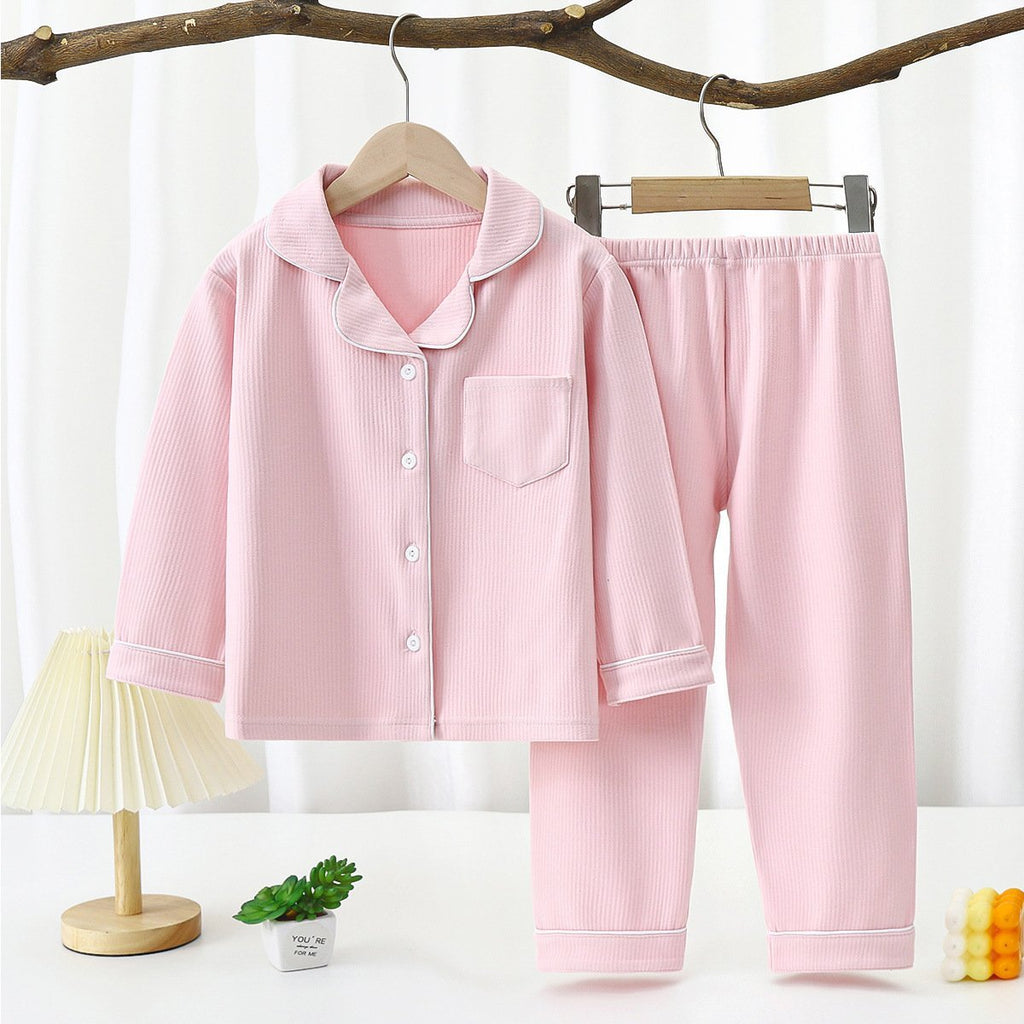 Men’s And Women’s Long-sleeved Lapel Loungewear Two-piece Set