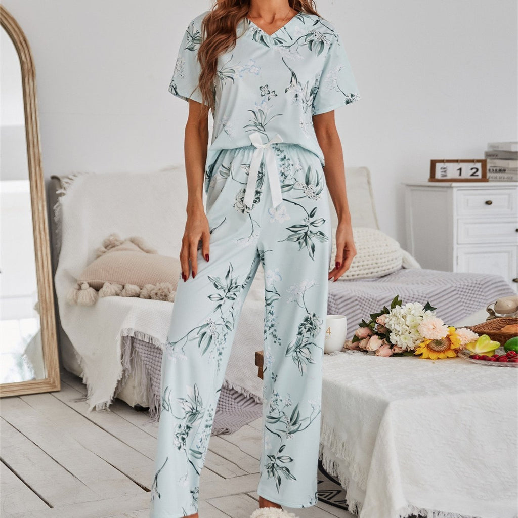 Pajamas Women’s Floral Print Short Sleeve Loungewear