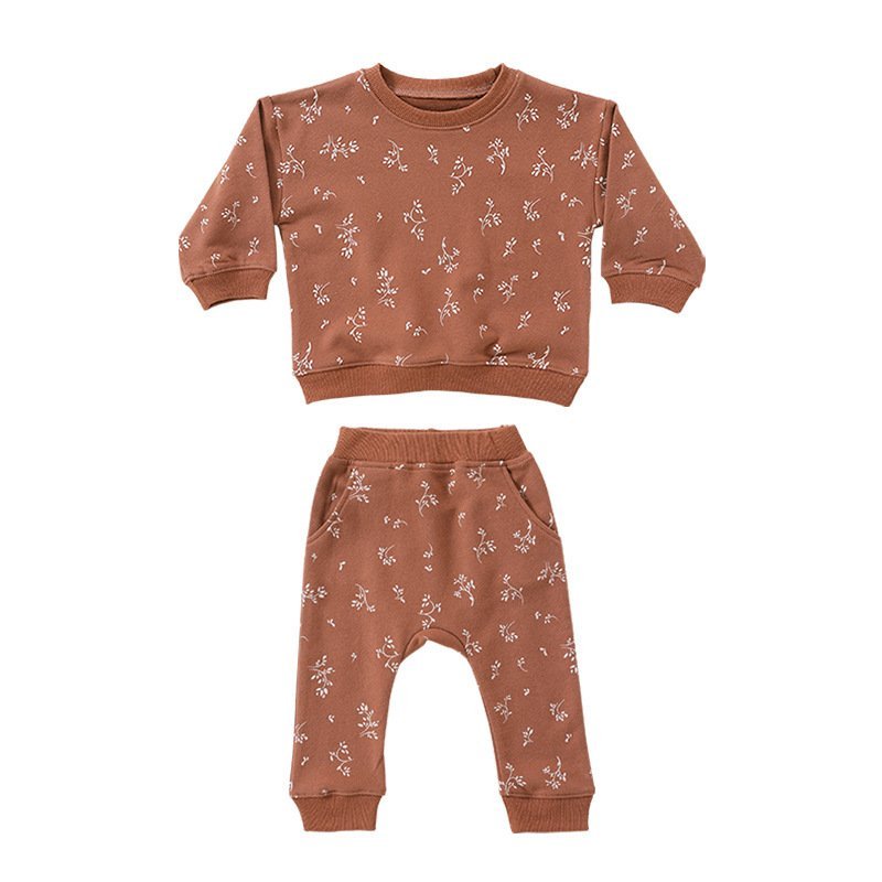 Printing Two-piece Casual Round Neck Loungewear Suit