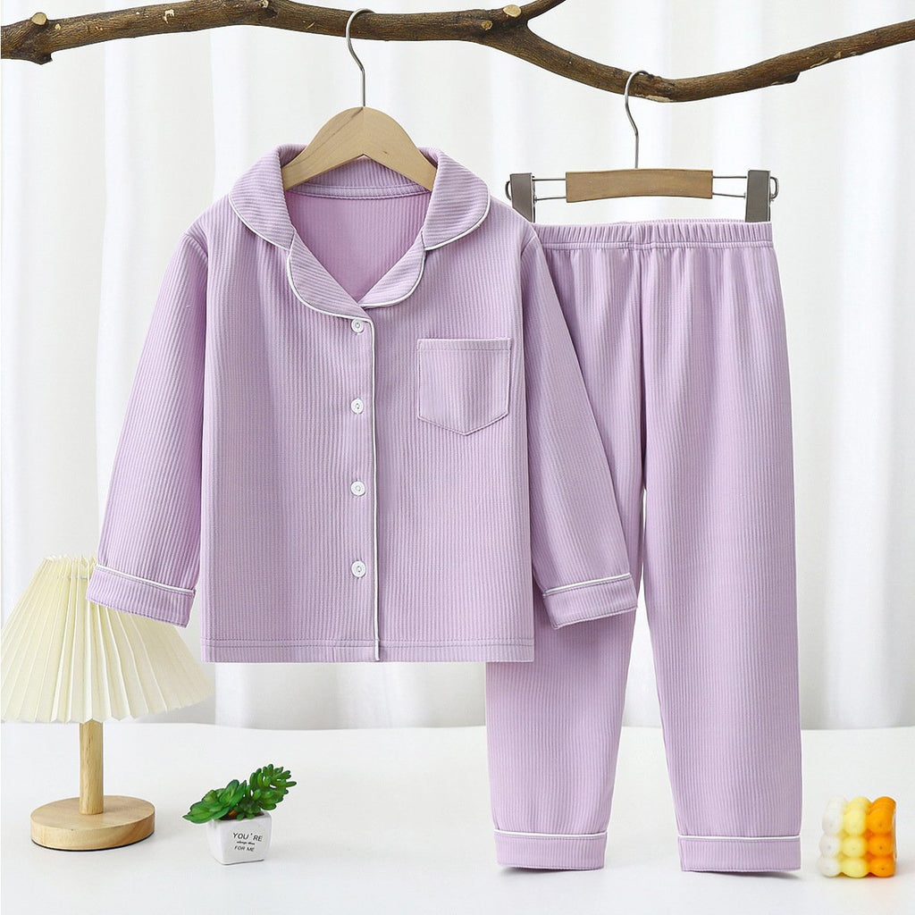 Men’s And Women’s Long-sleeved Lapel Loungewear Two-piece Set