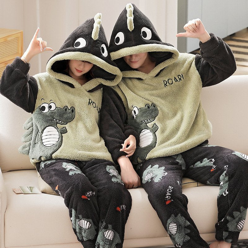Fashion Hooded Coral Fleece Casual Loungewear Set